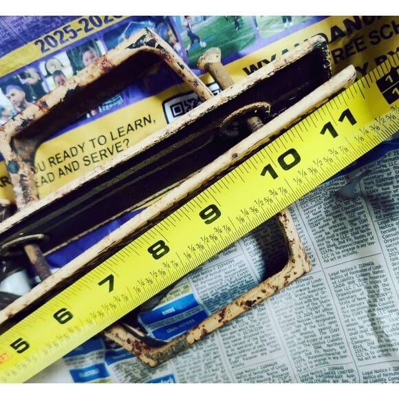 Antique Ornate Cast Iron Door Pulls 3"X12" Inlay Art Deco Style - Picture 7 of 9